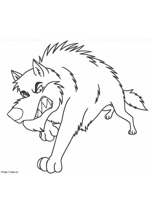 Coloriage Loup en colère de dessin animé à imprimer dessin