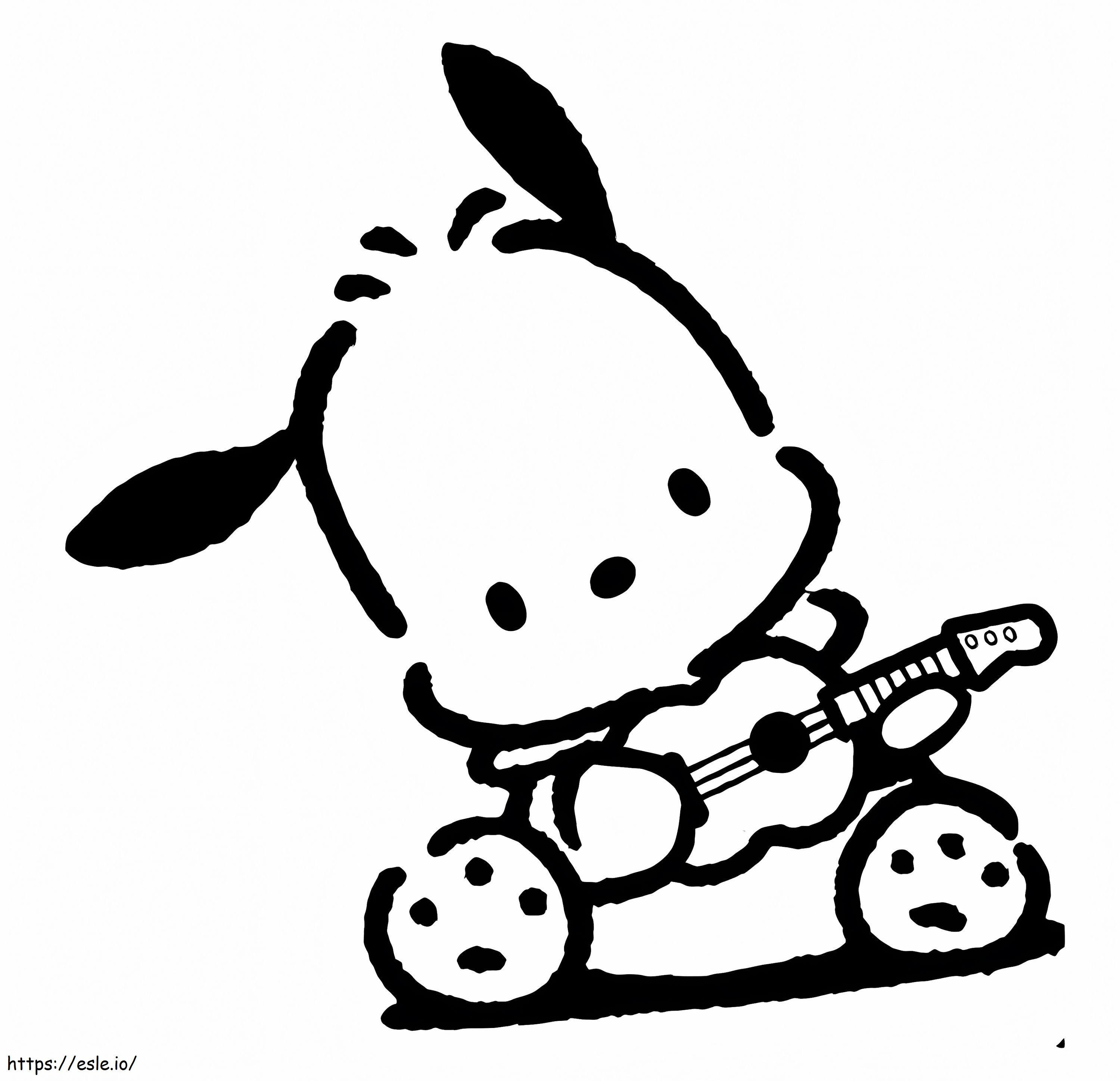 Pochacco Playing Guitar coloring page