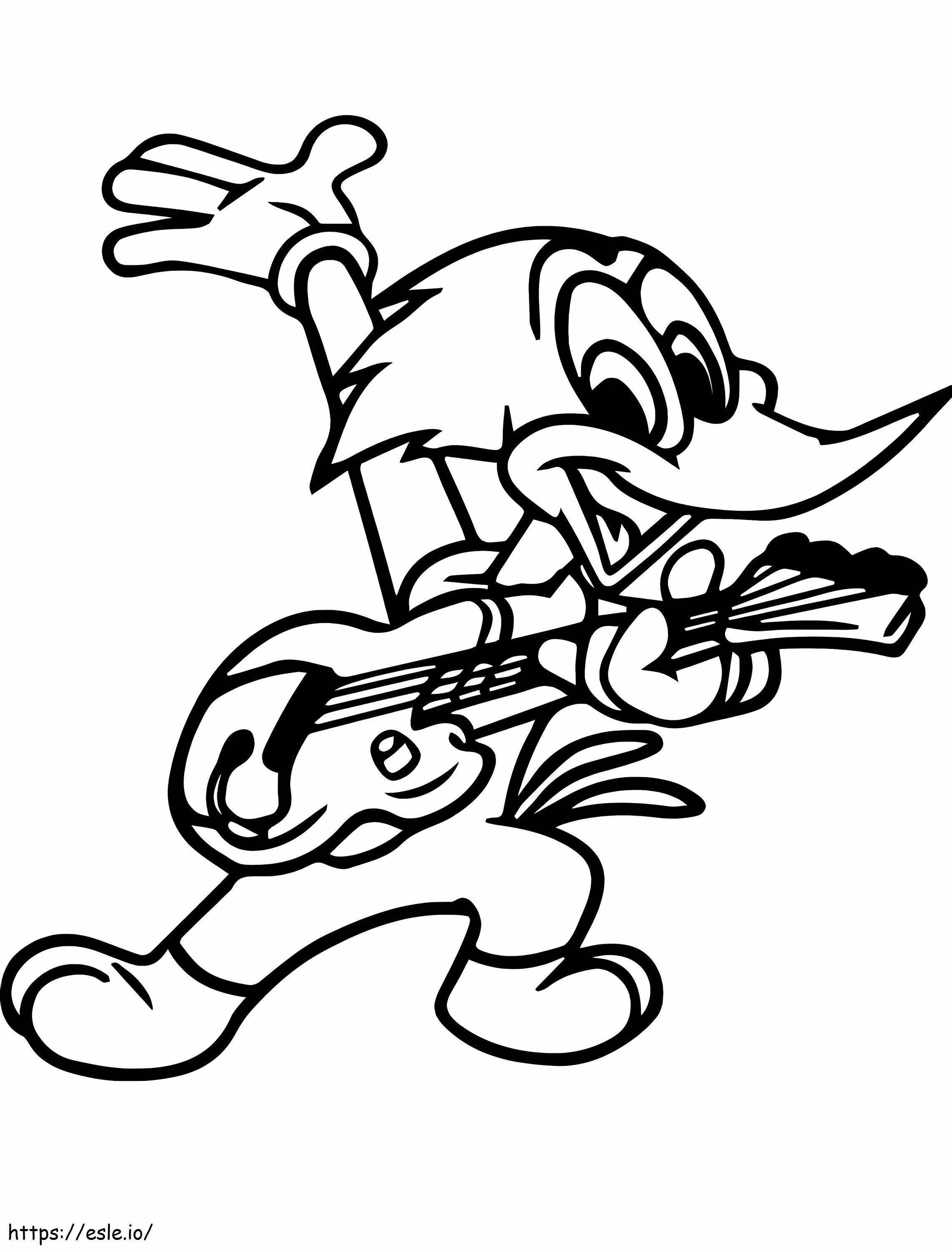 Woody Woodpecker die gitaar speelt kleurplaat kleurplaat