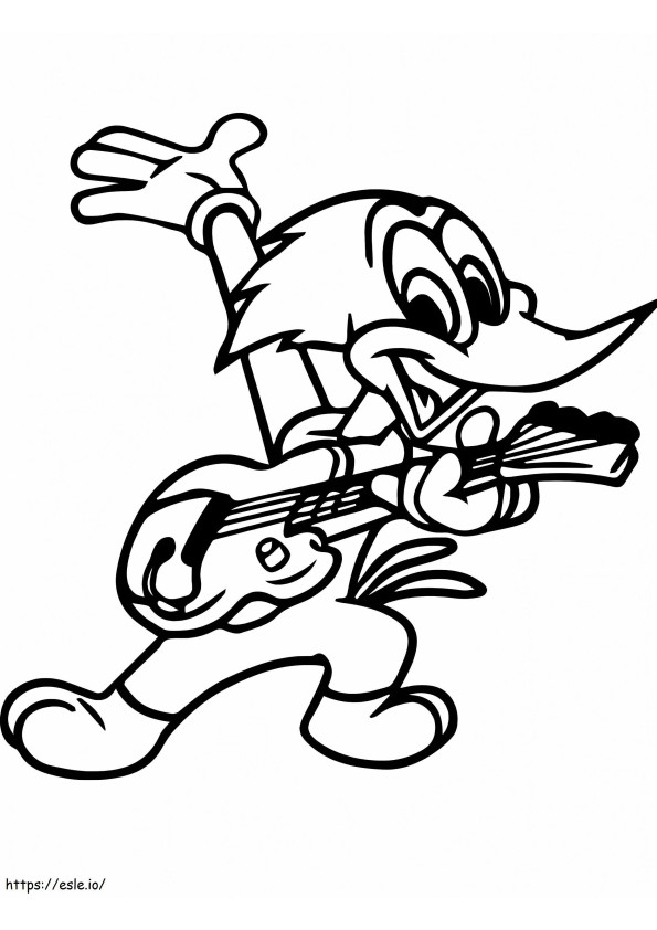 Woody Woodpecker Playing Guitar coloring page