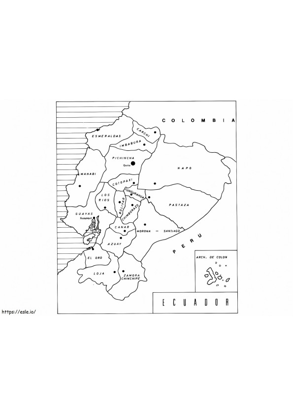 Mapa Ekwadoru kolorowanka