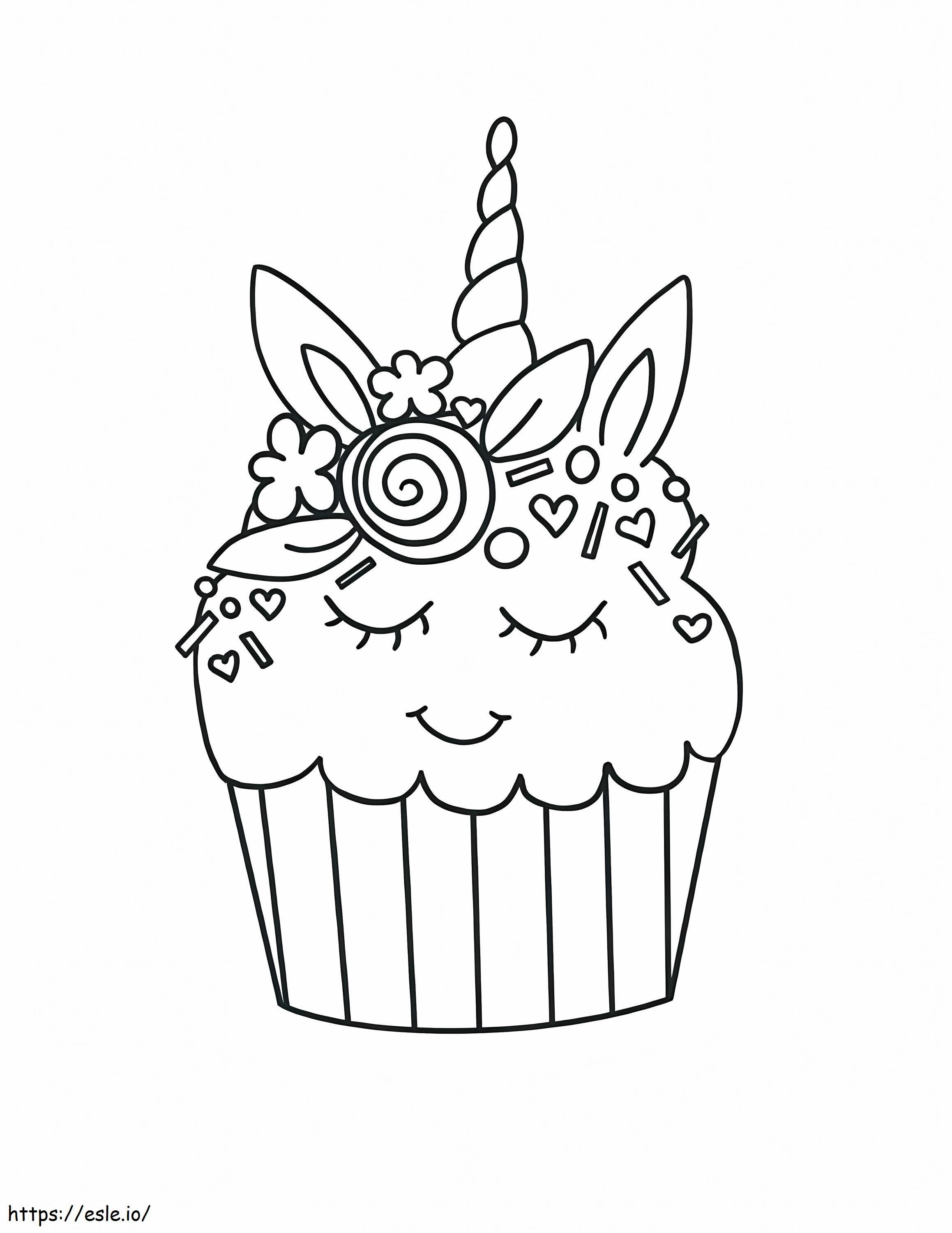 Coloriage Cupcake licorne souriant à imprimer dessin