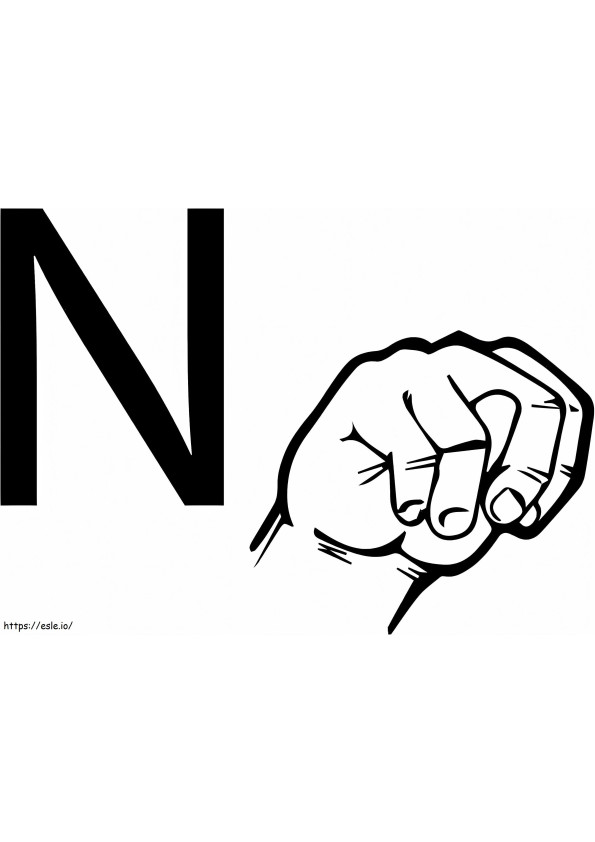 Letter N Hand coloring page