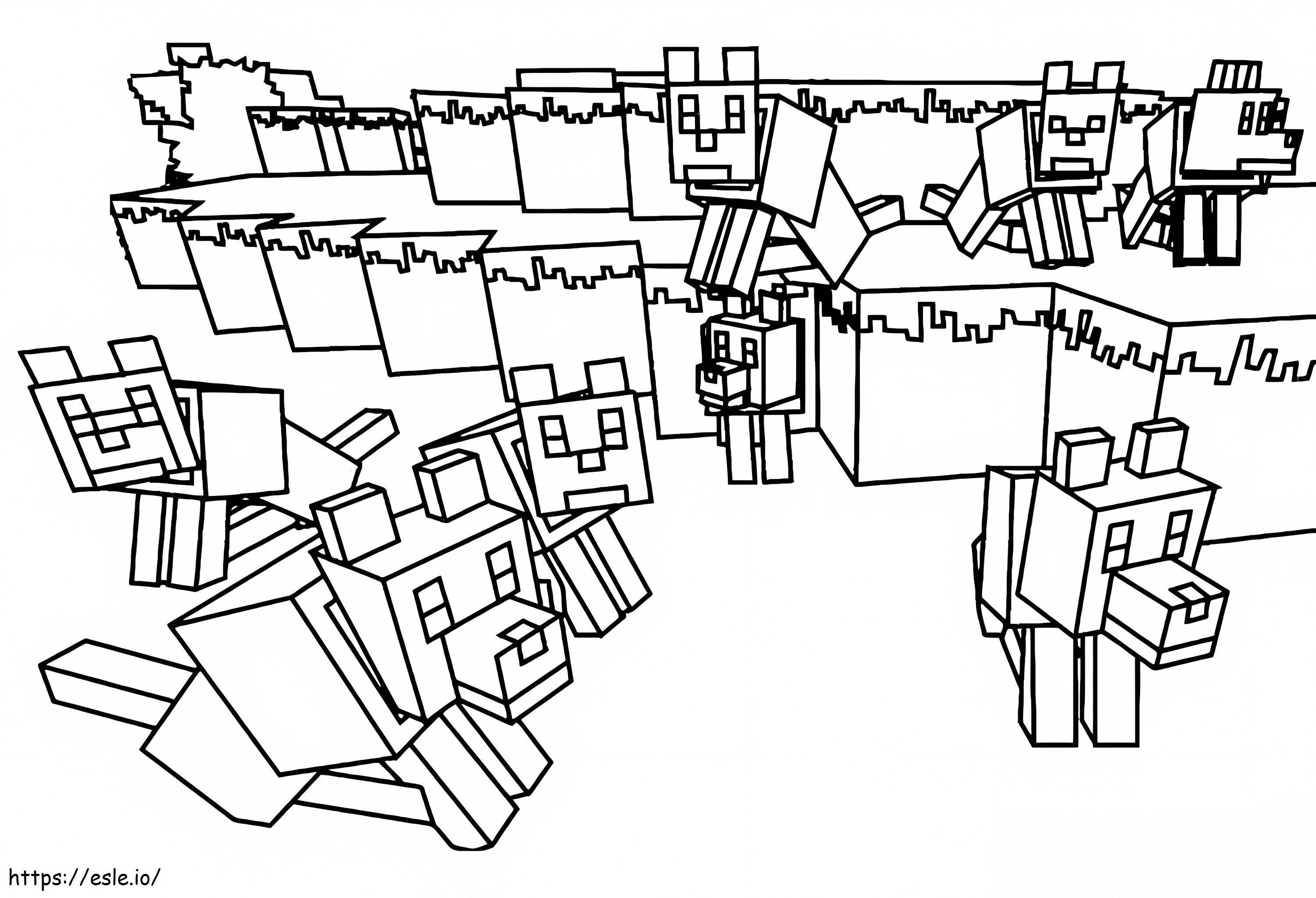Minecraft Wolves coloring page