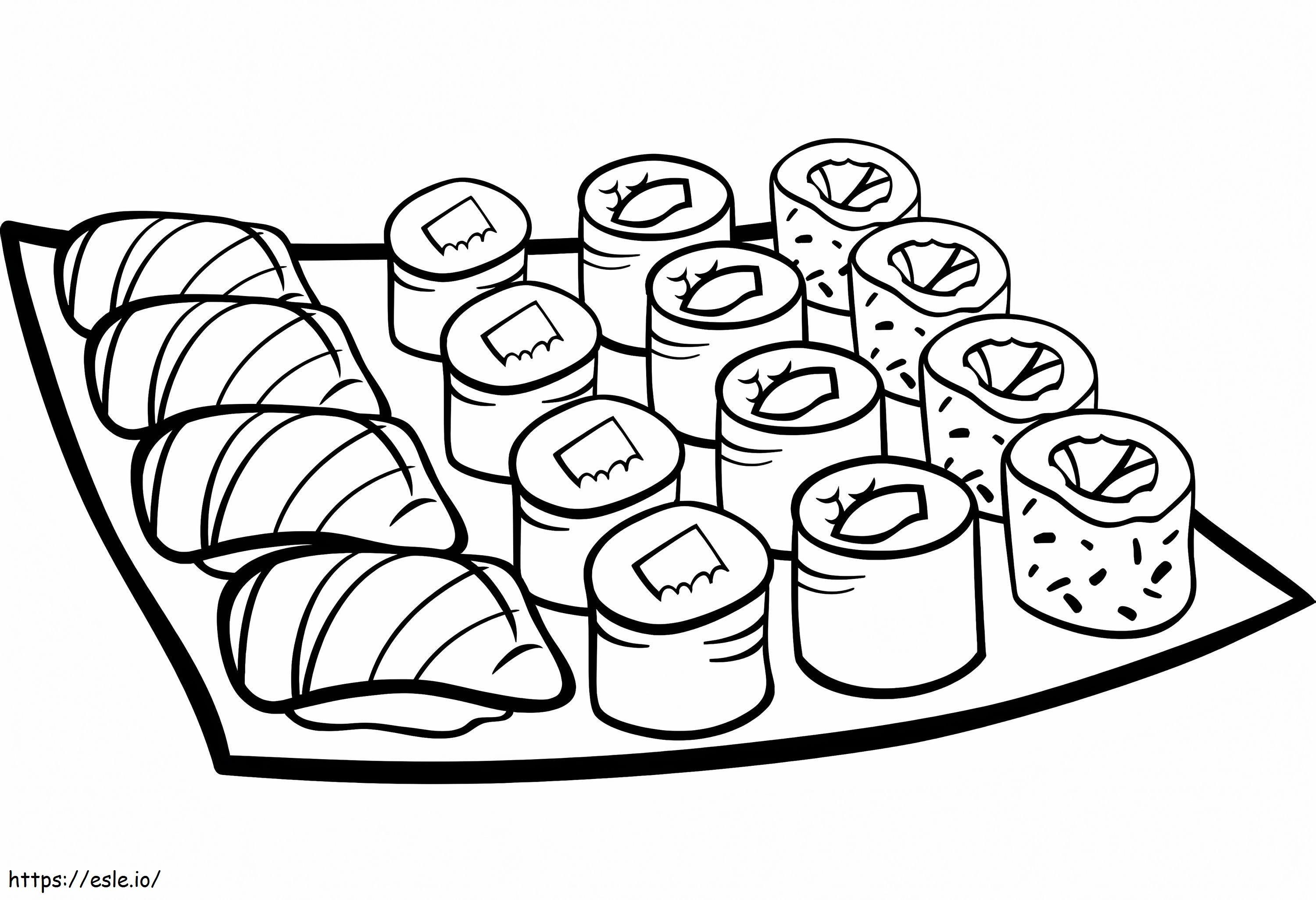 Coloriage Plat de sushis à imprimer dessin