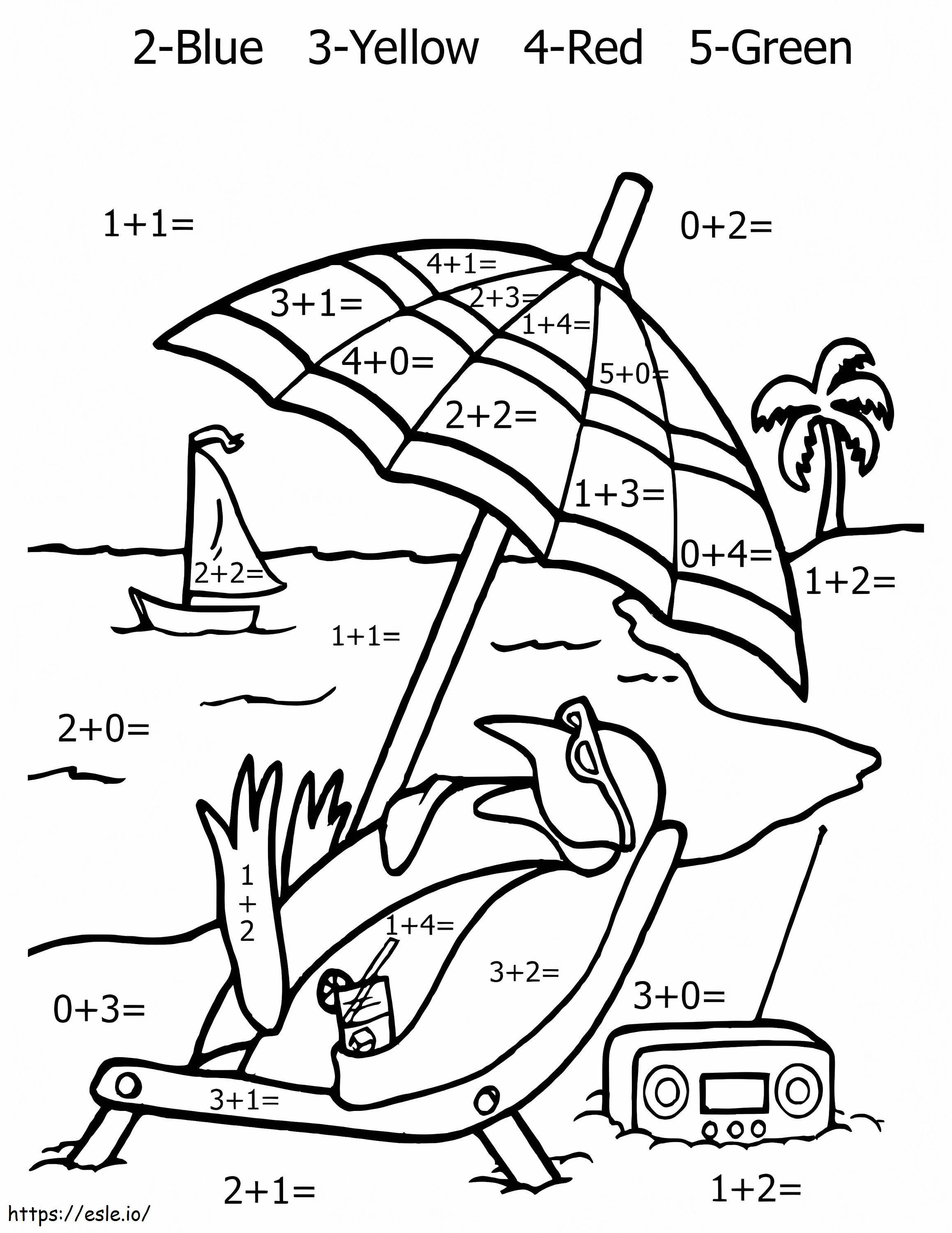 Karta pracy z matematyki na plaży kolorowanka