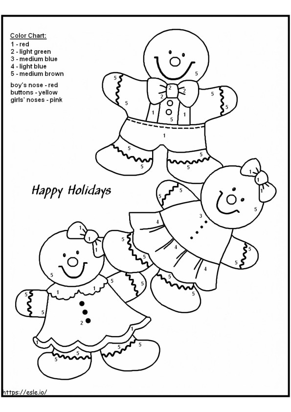 Gingerbread Cookies Color By Number coloring page