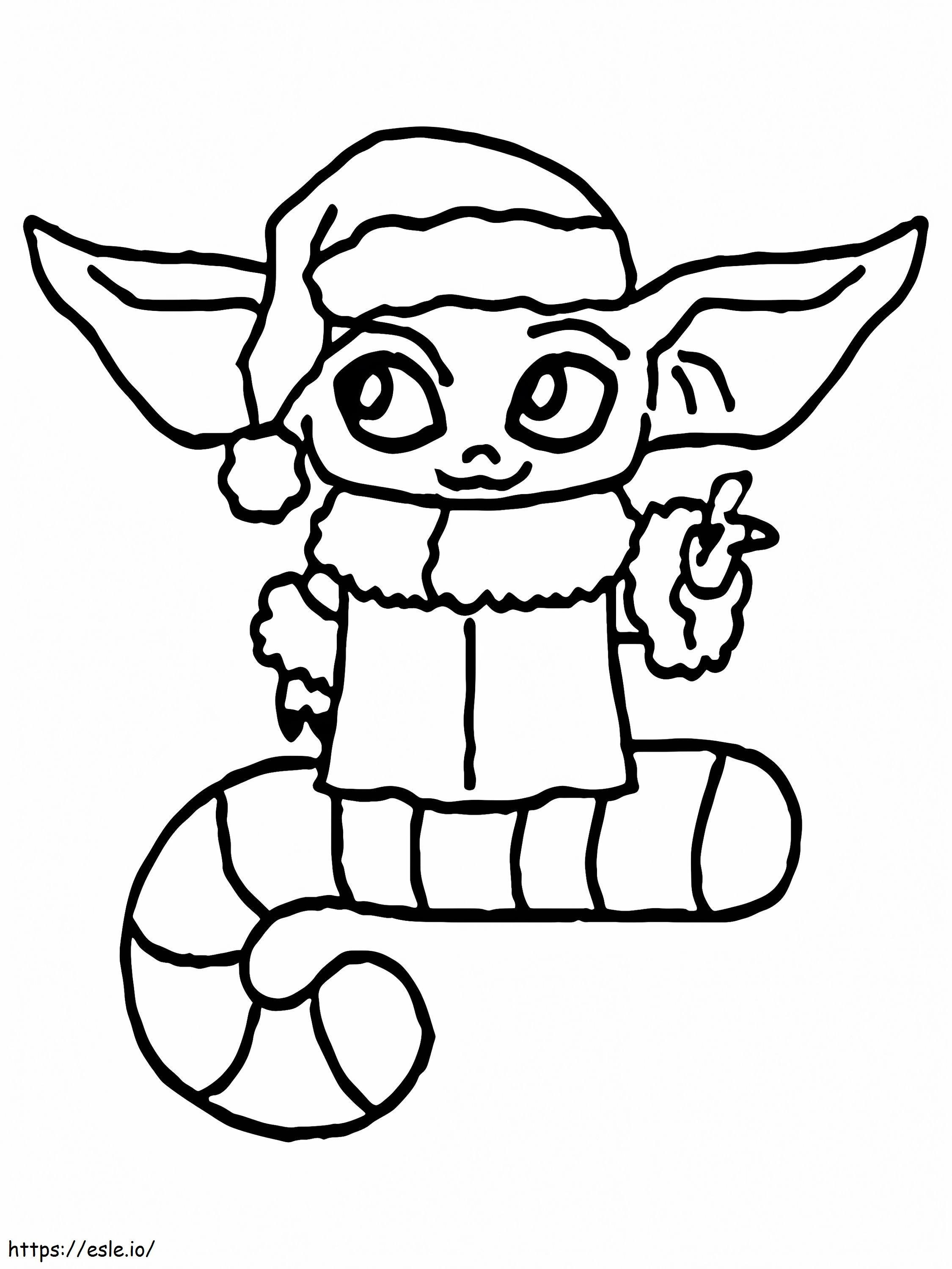 Baby Yoda de colorat de Crăciun 7 de colorat