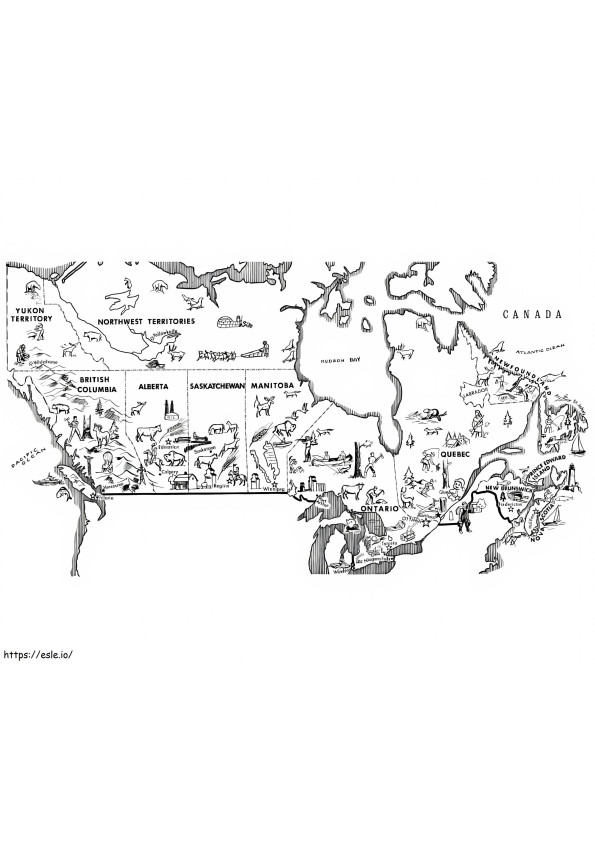 Mapa gratuito do Canadá para colorir