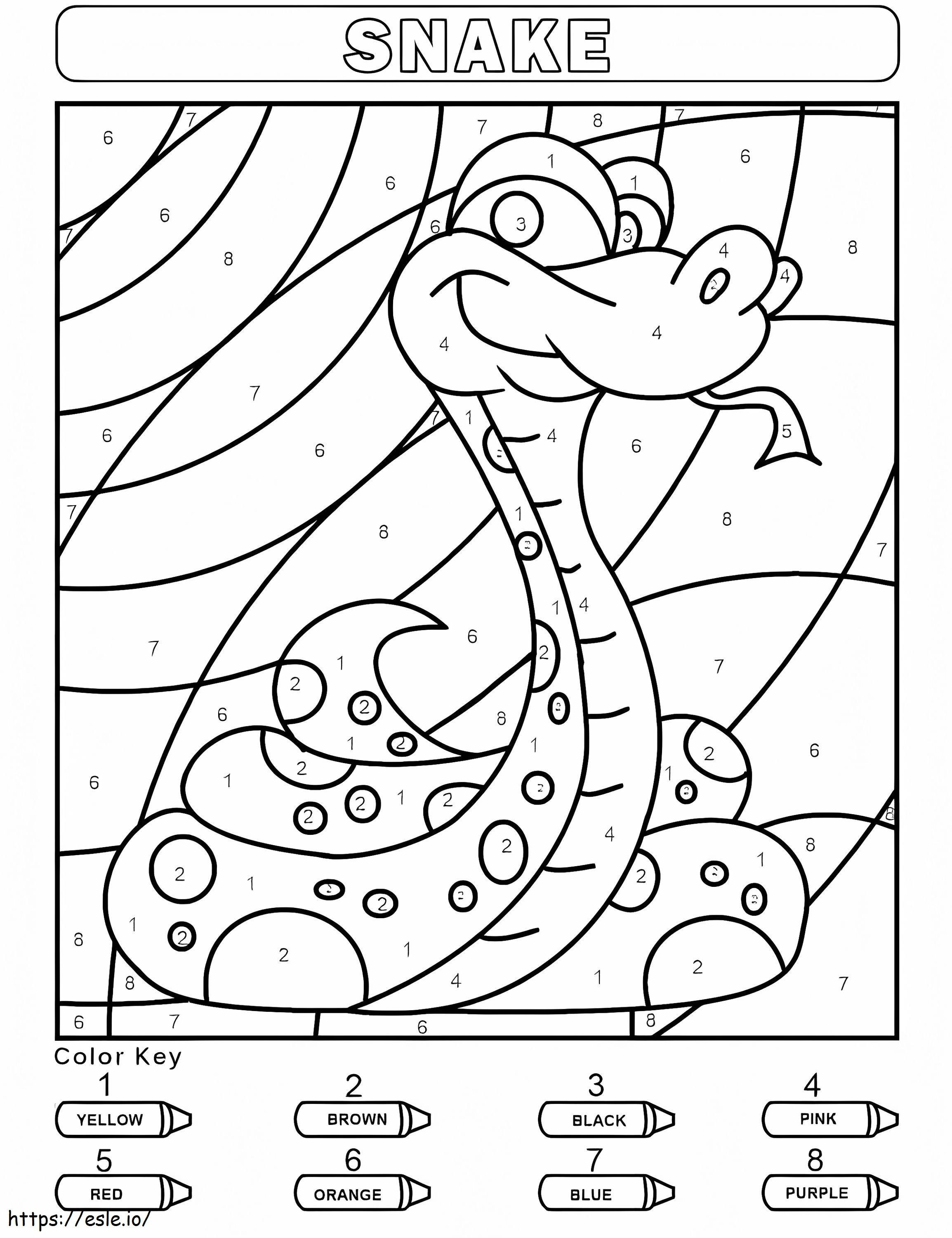 Coloriage Serpent souriant couleur par numéro à imprimer dessin