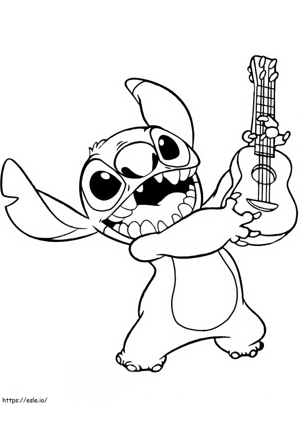 Stitch With Guitar coloring page