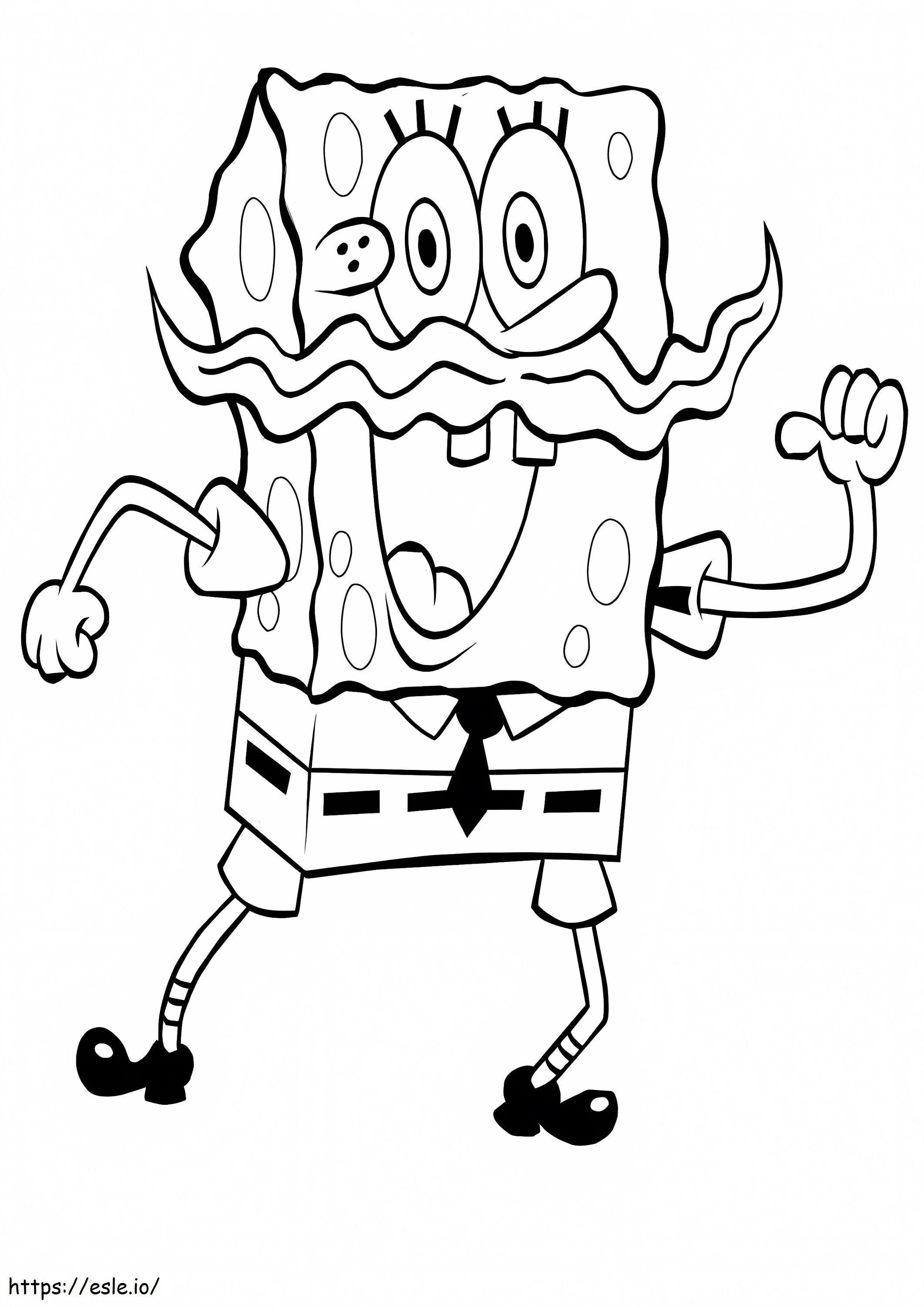 Spongebob Met Snor kleurplaat kleurplaat