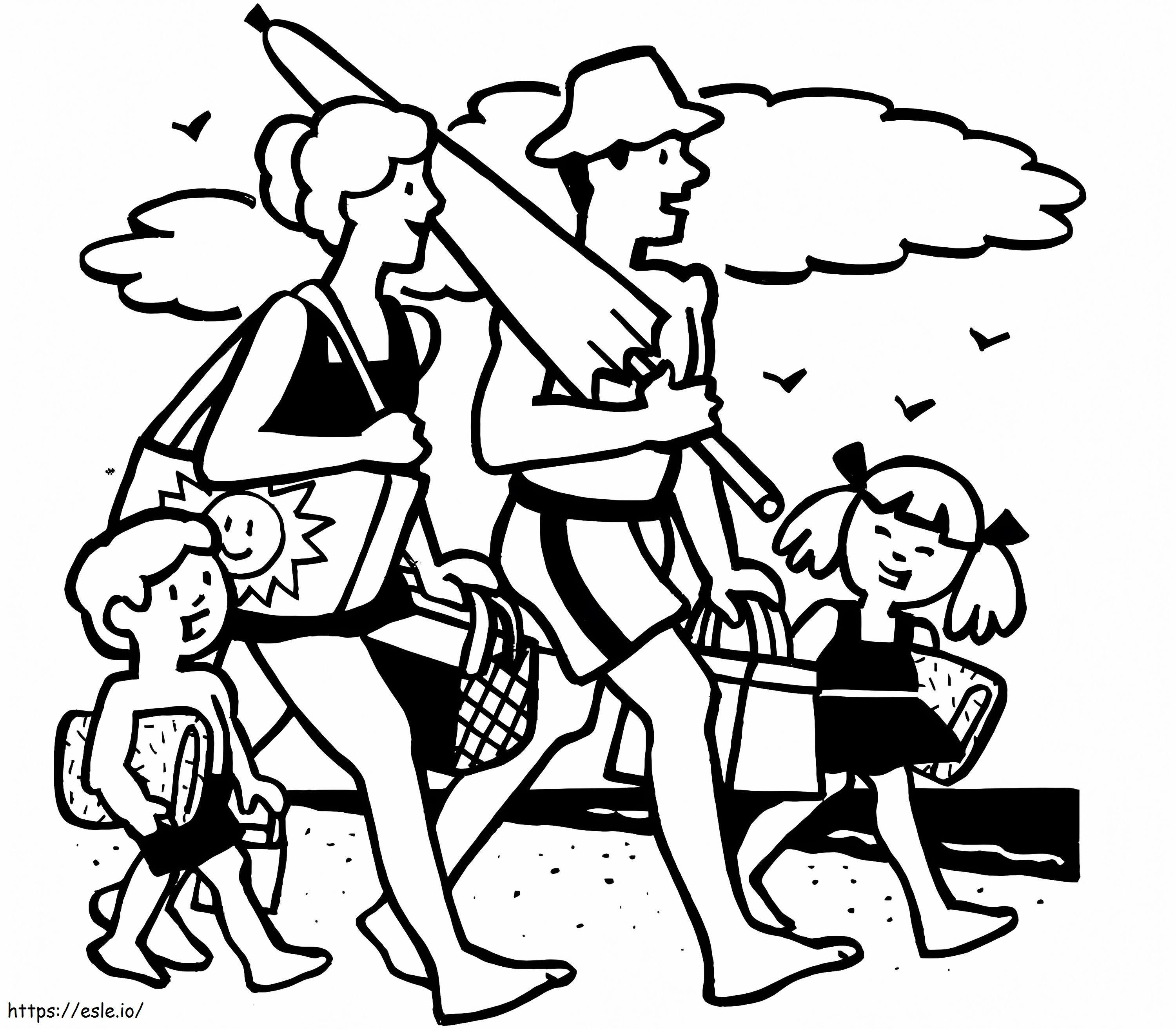 Family On The Beach coloring page