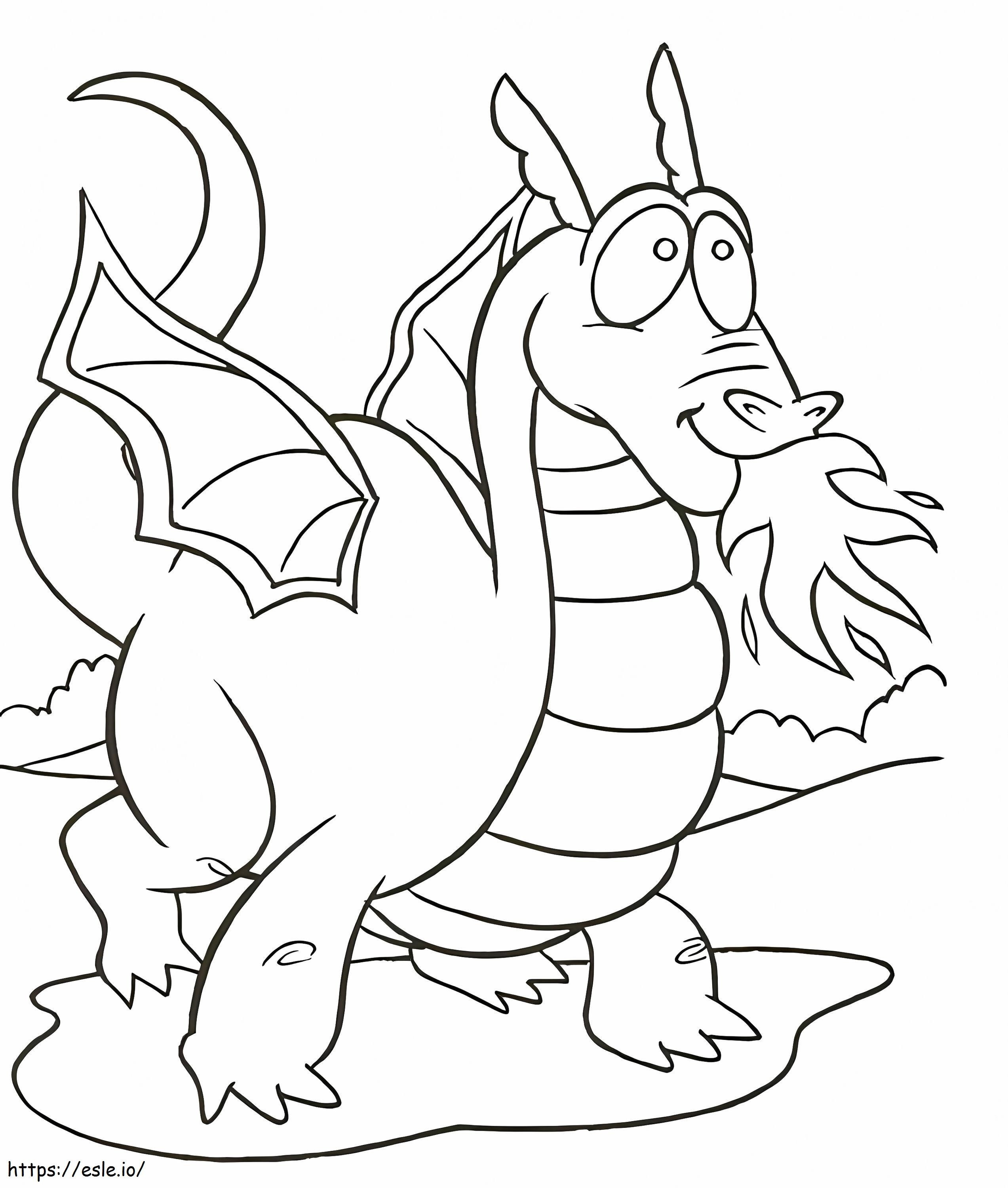 Funny Fire Dragon coloring page