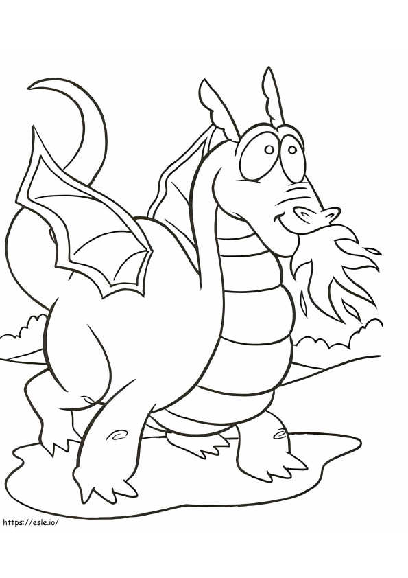 Coloriage Dragon de feu drôle à imprimer dessin