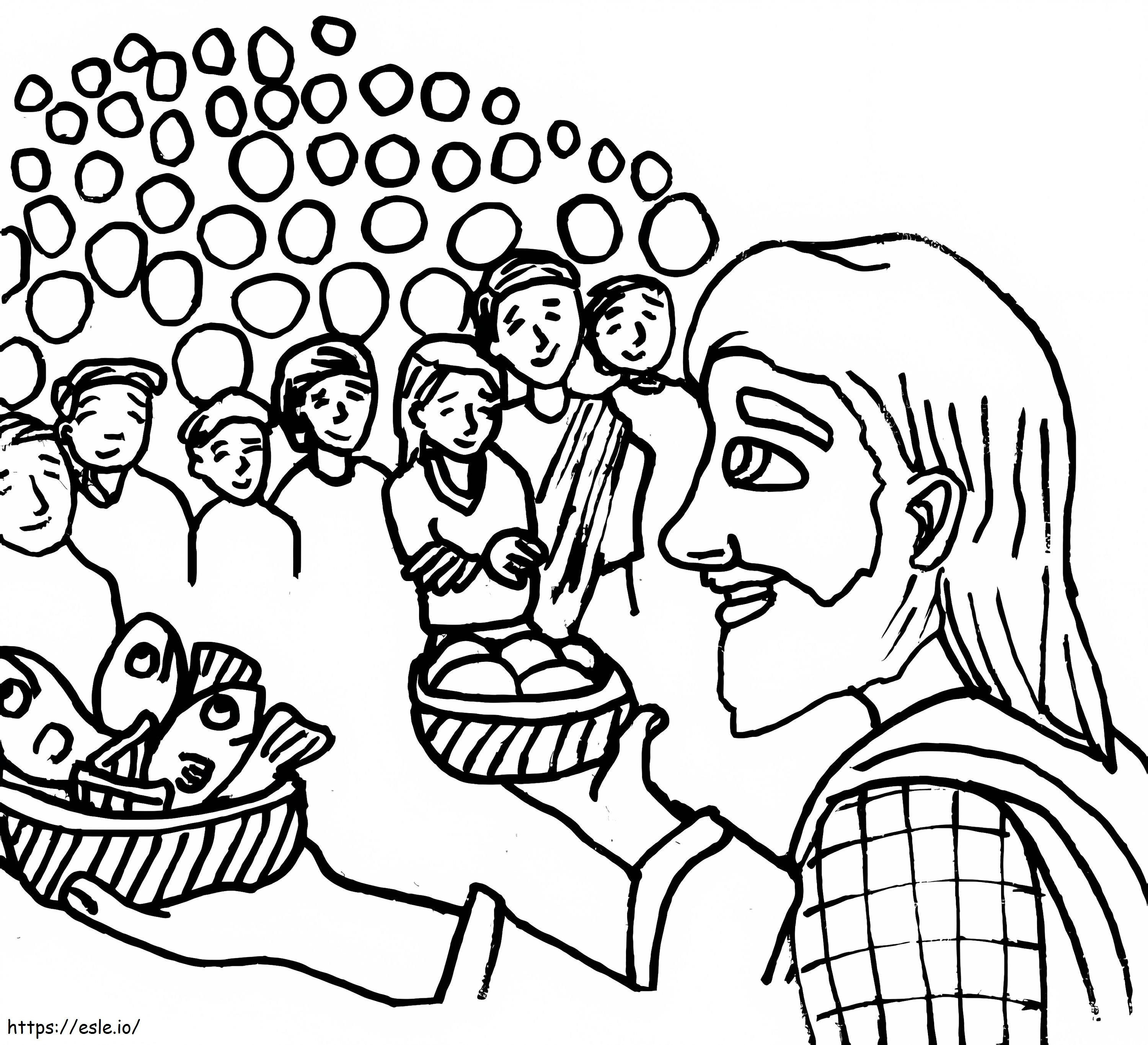 Jesus Feeding 5000 coloring page