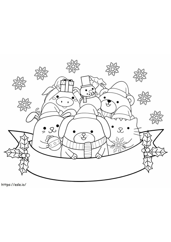 Cute Christmas Animals coloring page