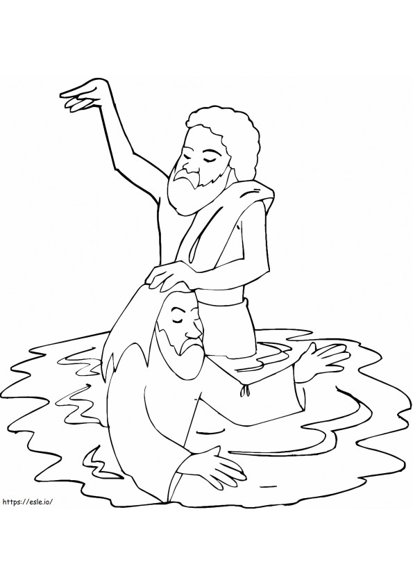 Bautismo de Jesús en el río Jordán para colorear