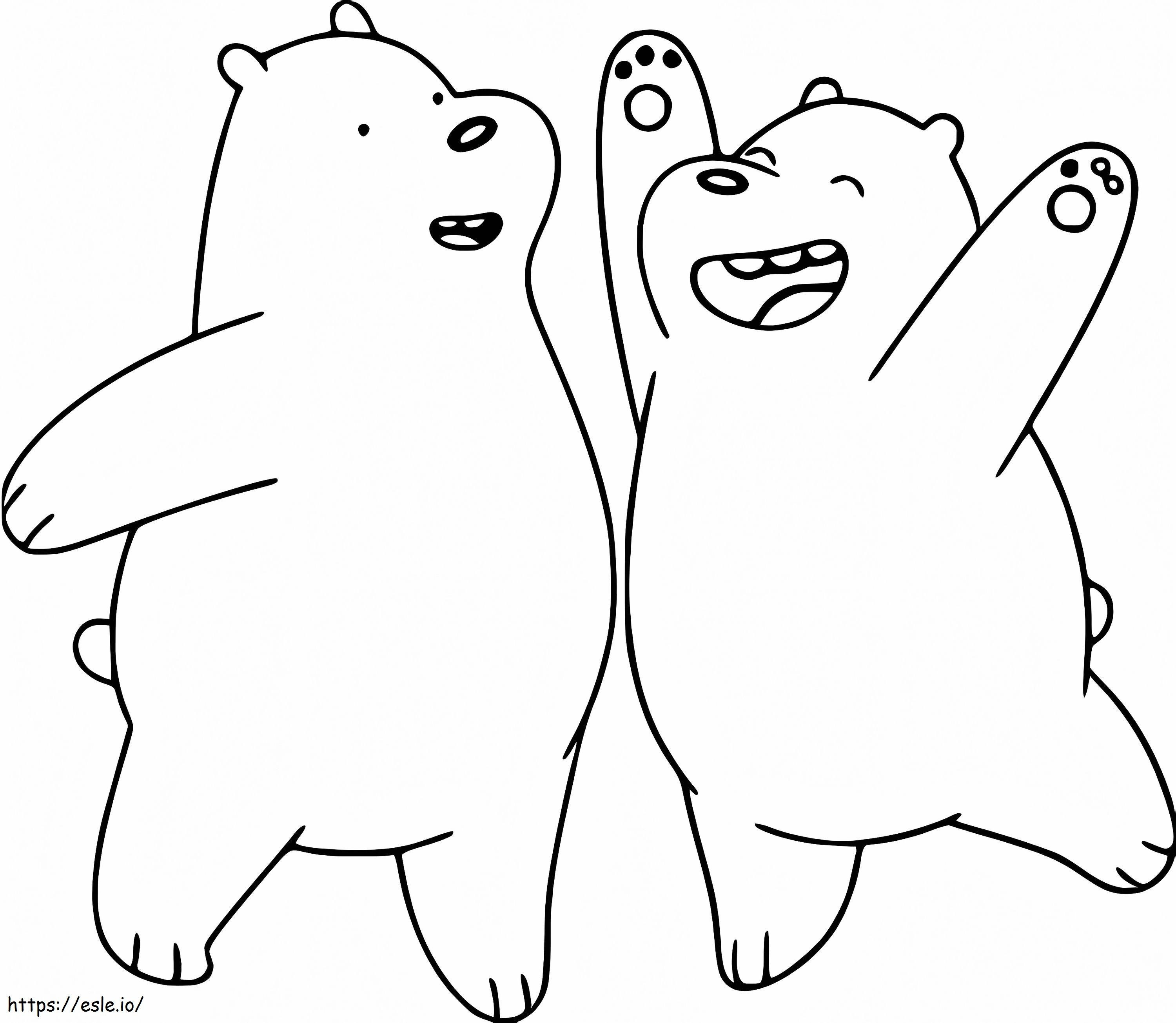 Kaksi hauskaa jääkarhua värityskuva