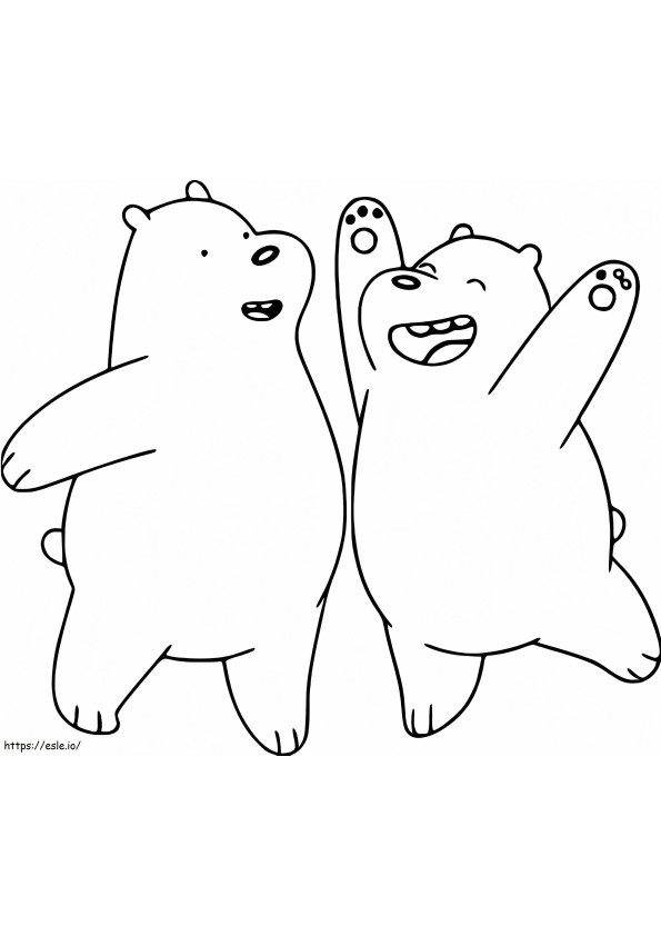 Dwa zabawny niedźwiedź lodowy kolorowanka