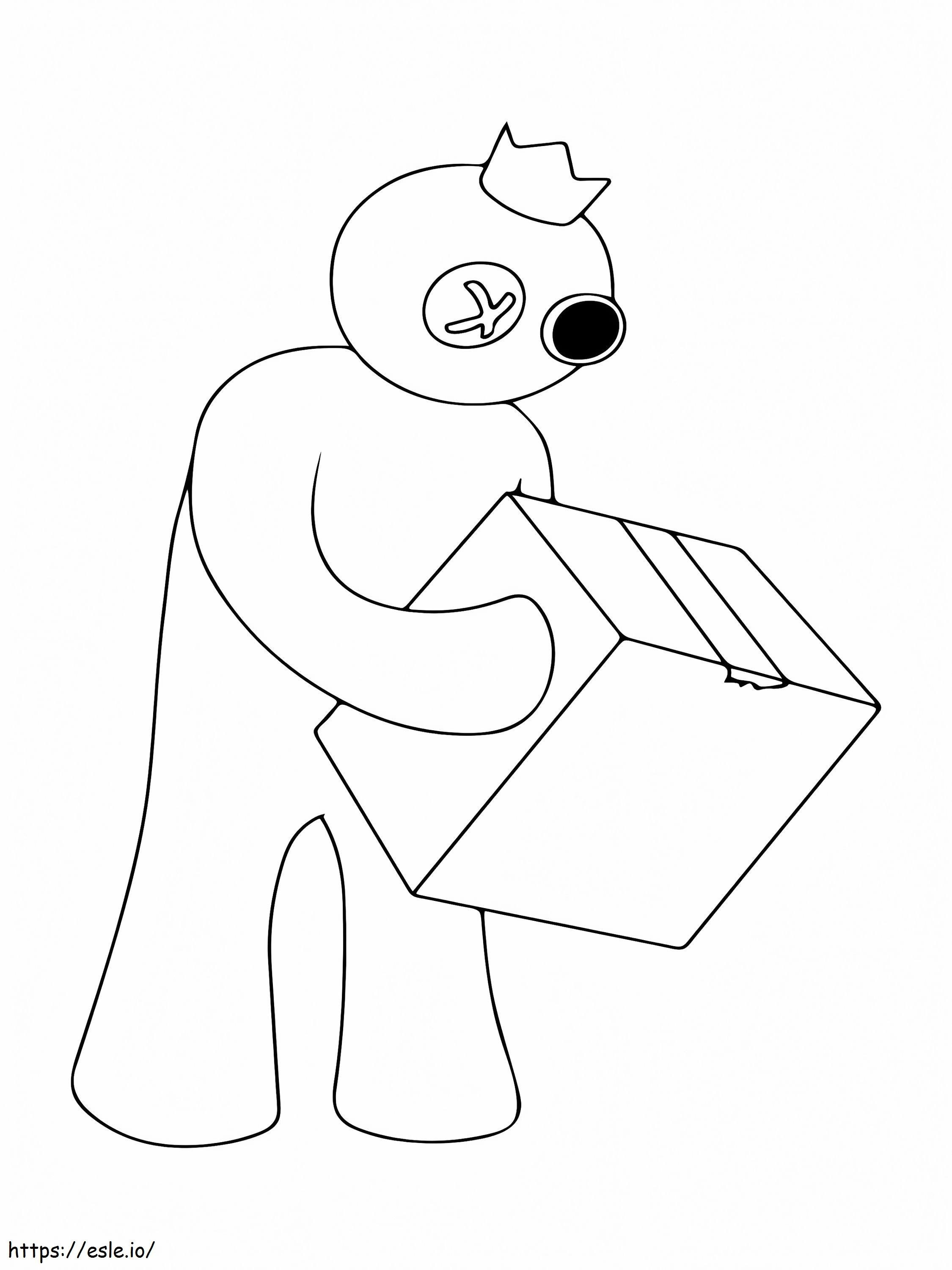 Rainbow Friends Roblox Holding A Box coloring page