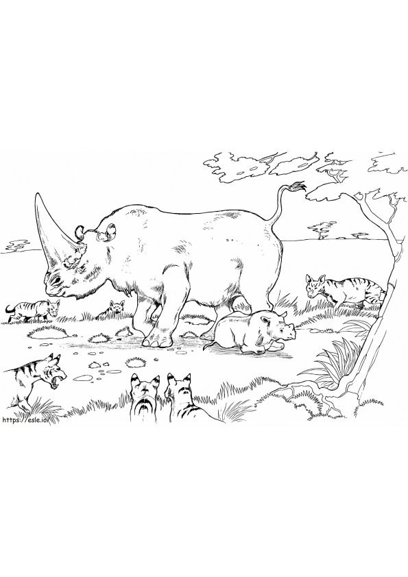 Mother And Baby Rhino coloring page