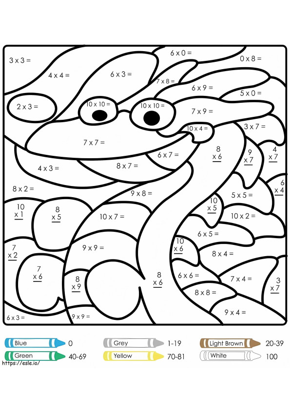 Planilha de Multiplicação de Cor por Número para colorir