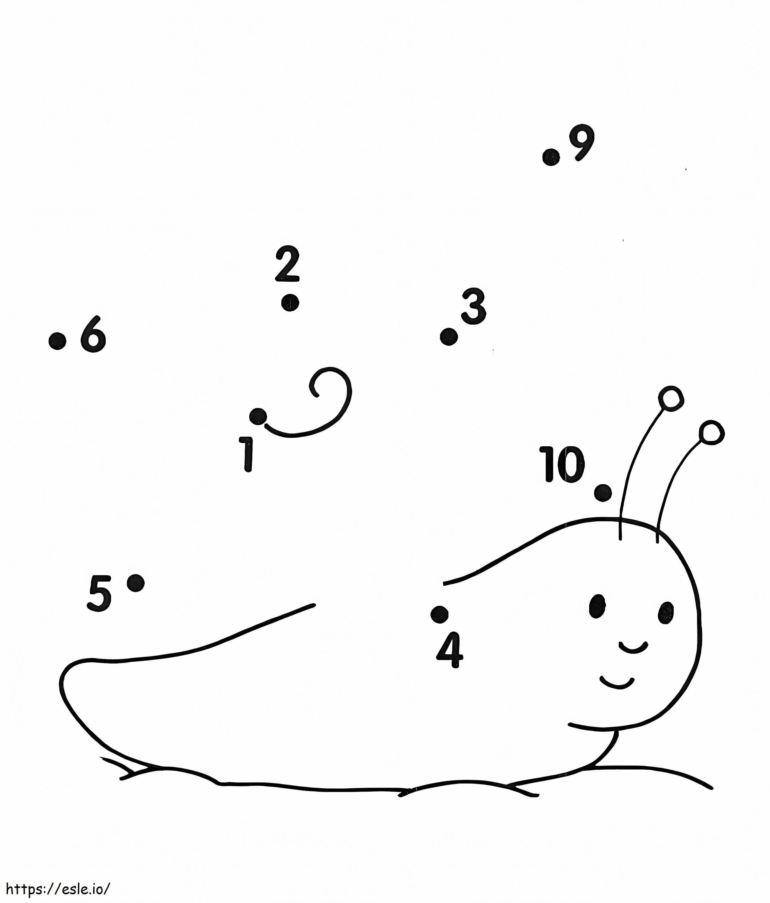  D Snail Dot To Worksheets Numbers 1 20 para colorir