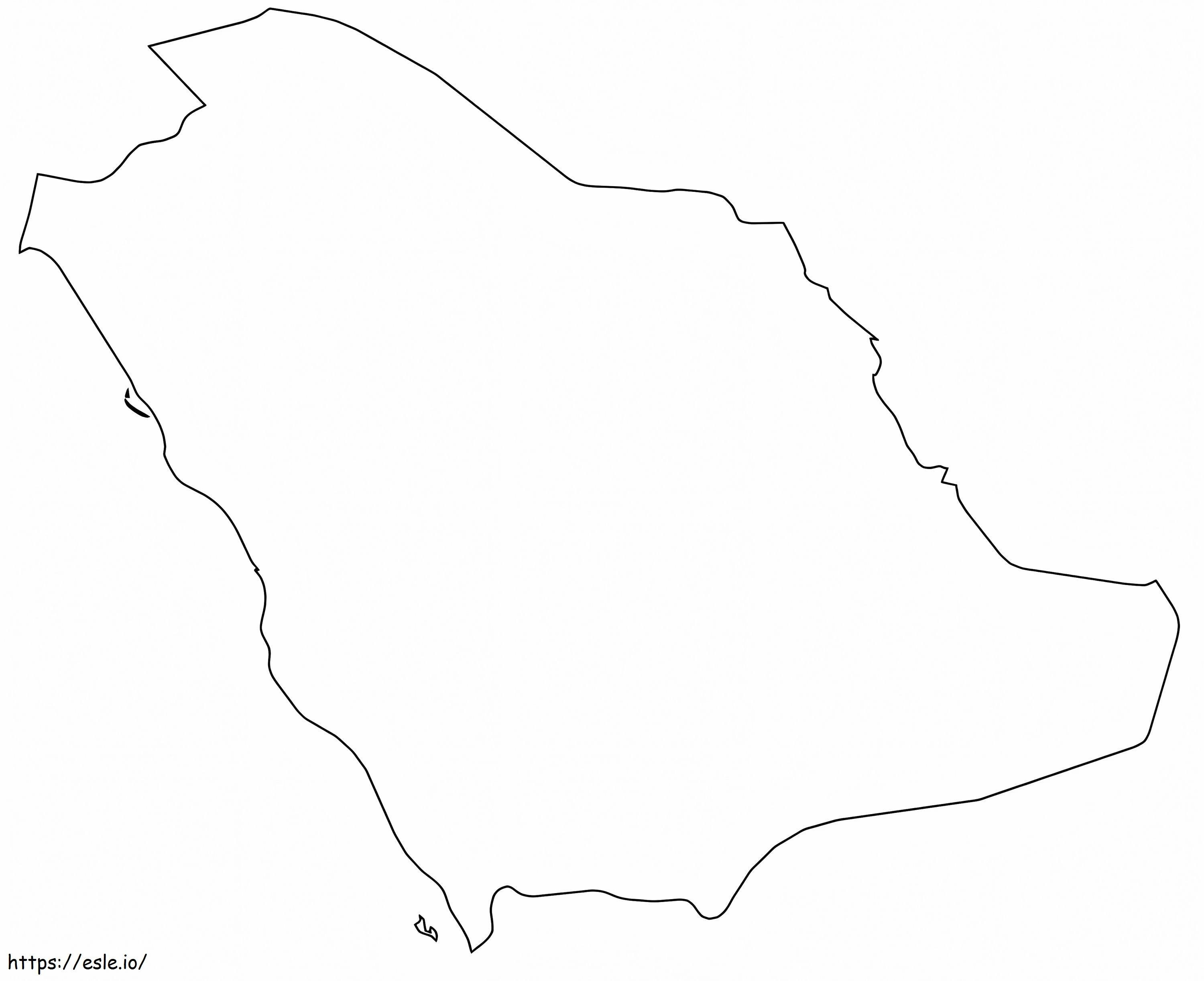 サウジアラビア概要地図 ぬりえ - 塗り絵