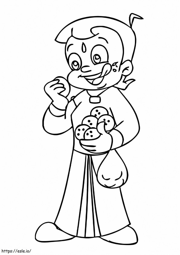 Chhota Bheem Eating Cookie coloring page