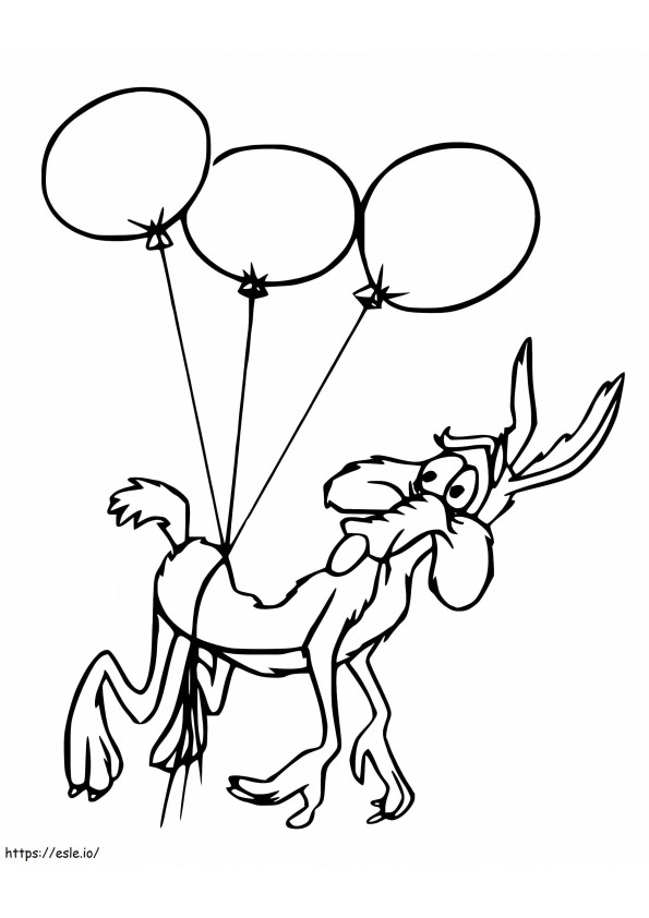 Wile E Coyote com balões para colorir
