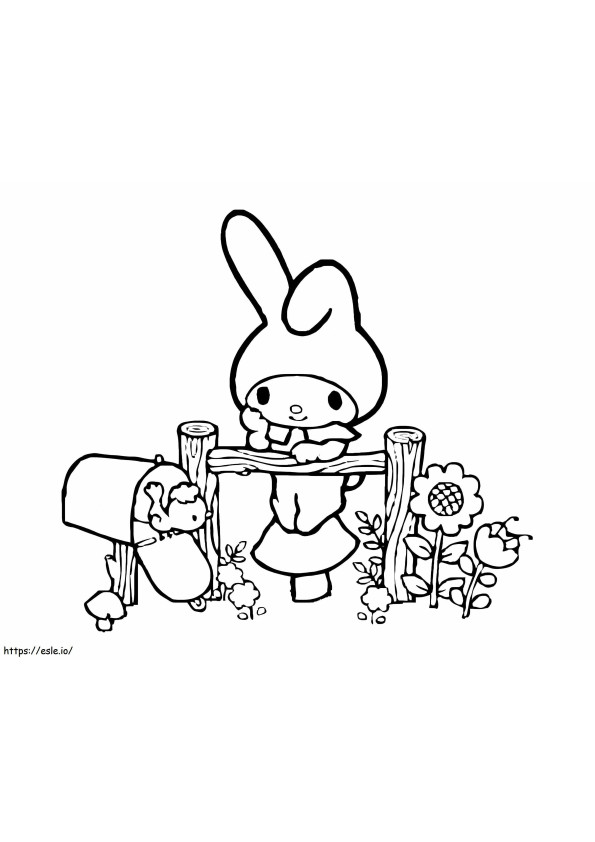 My Melody On The Fence coloring page