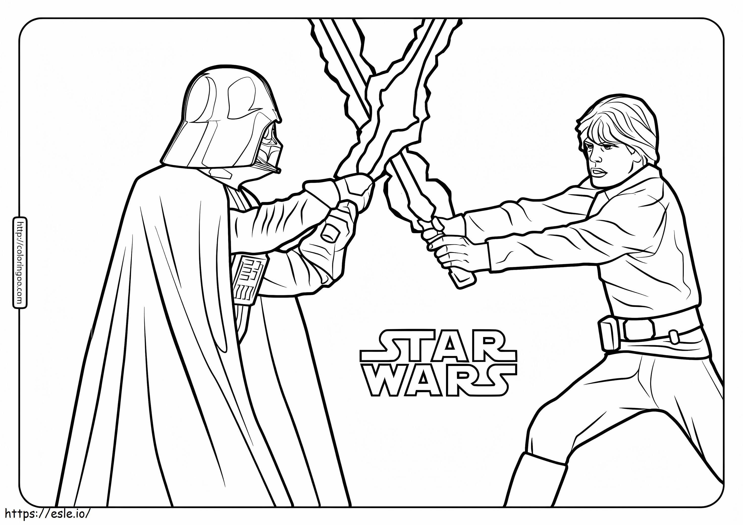 Luke Skywalker e Darth Vader para colorir