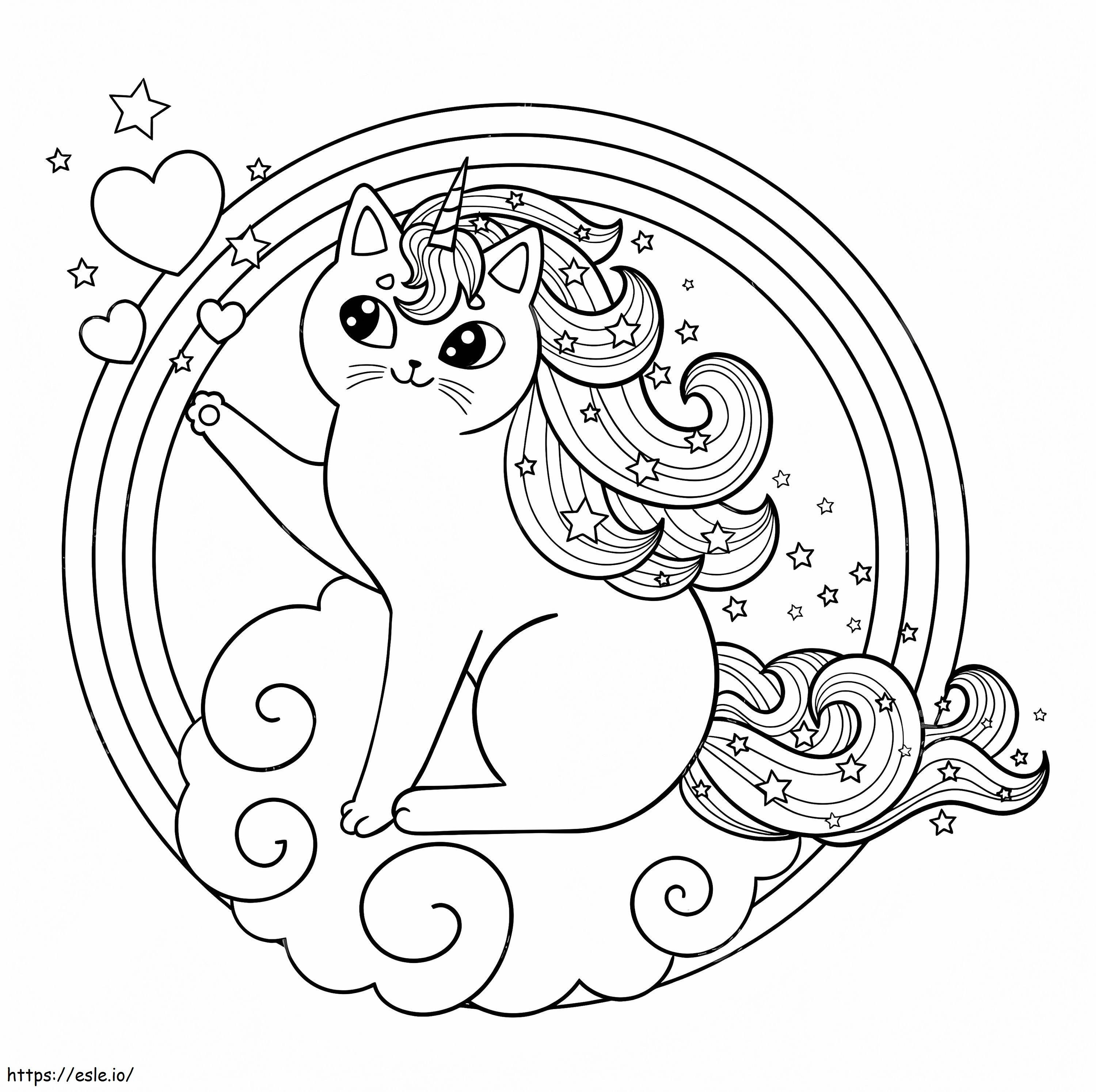 Pretty Unicorn Cat coloring page