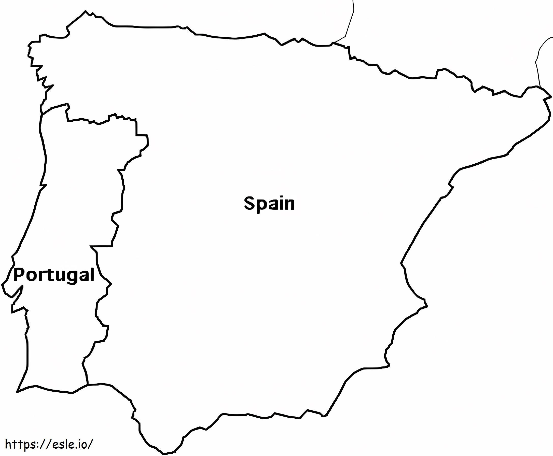 Harta goală a Spaniei Imagine HD pentru colorat de colorat