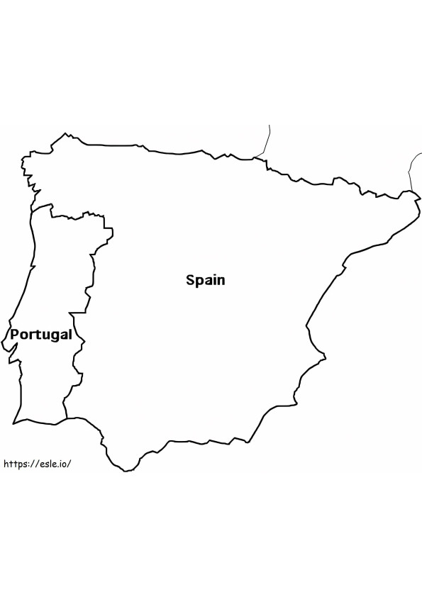 Spanyolország üres térképe HD kép színezéshez kifestő