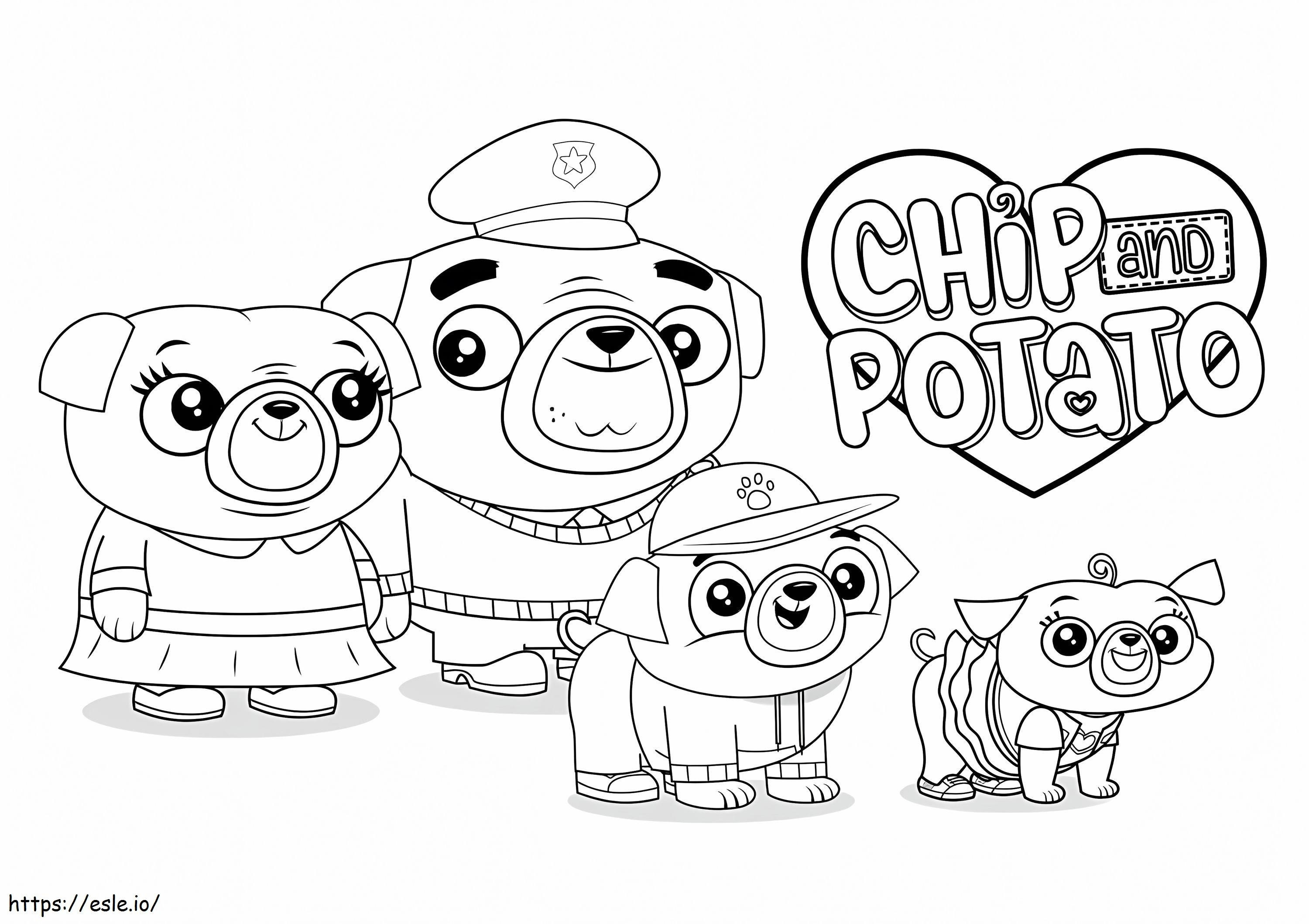 Personajes de patatas fritas y patatas para colorear