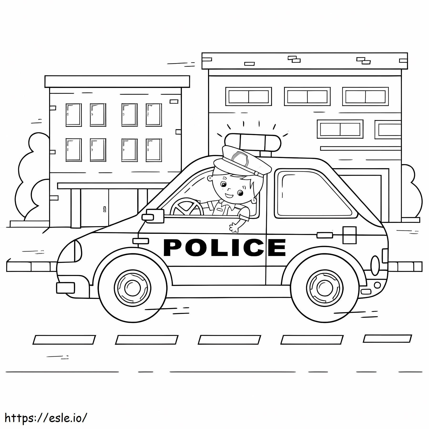 Policía básica en el coche para colorear