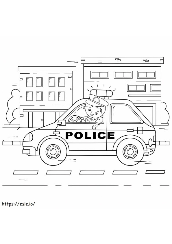 Polícia básica no carro para colorir