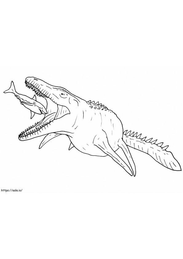 Mosasaurus caccia allo squalo da colorare