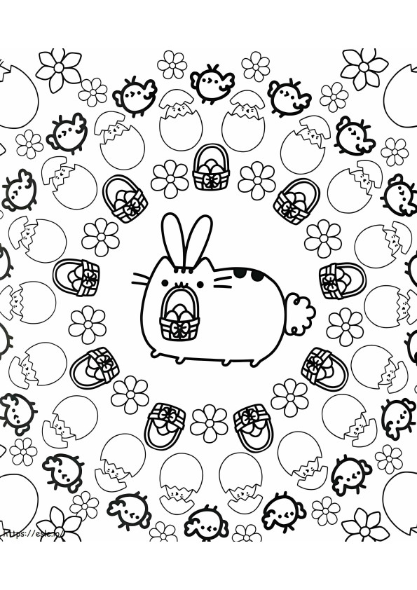 Easter Pusheen coloring page