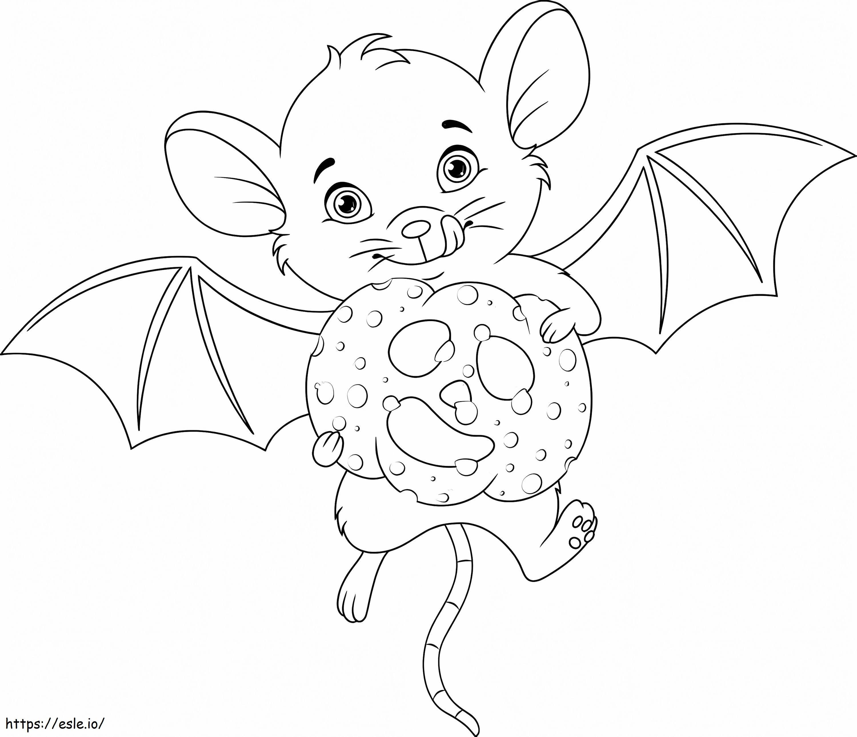 Bat Holding Cake coloring page