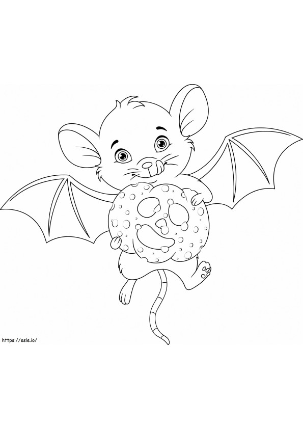 Bat Holding Cake coloring page