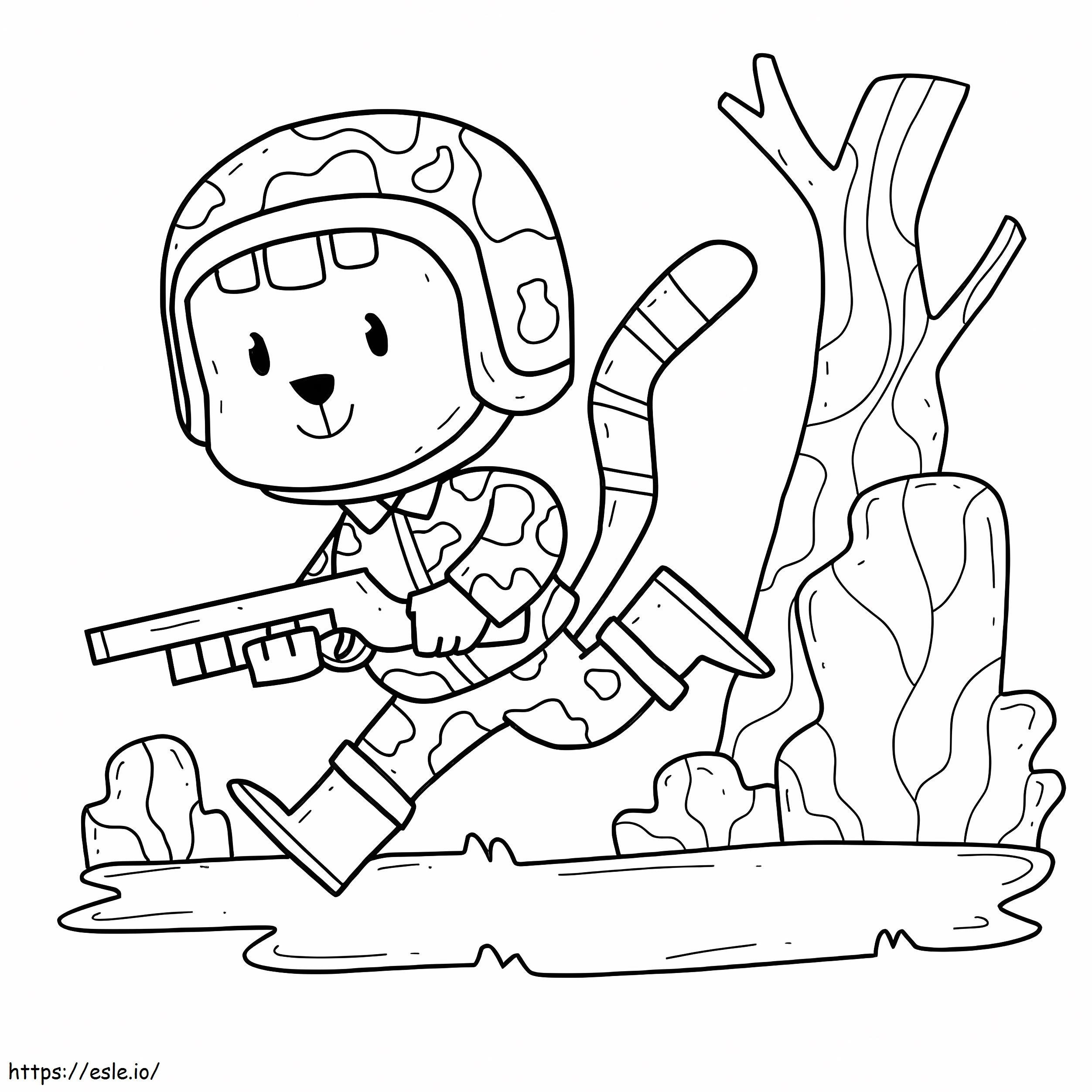 Monkey Soldier Running coloring page