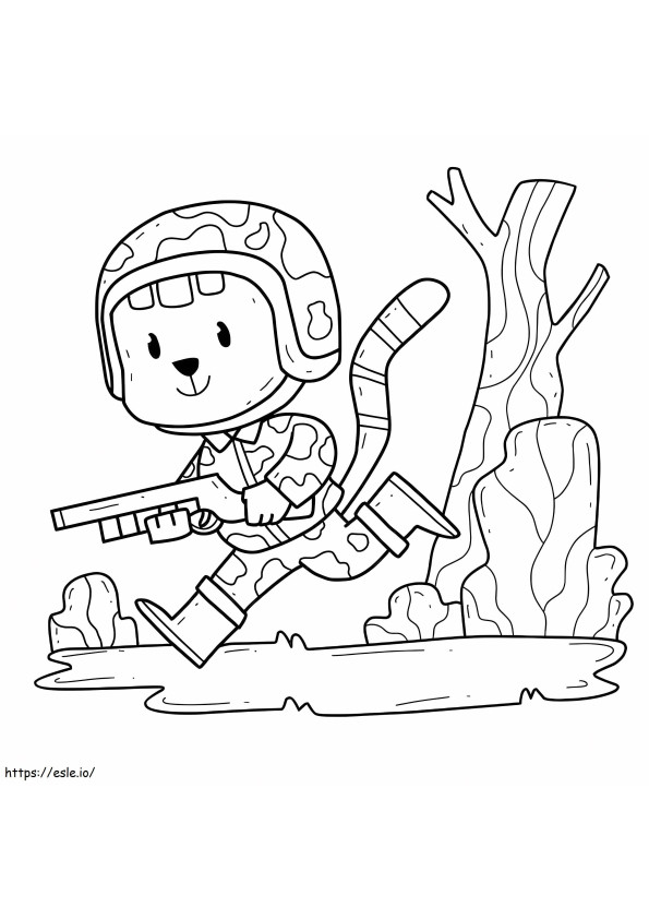 Monkey Soldier Running coloring page