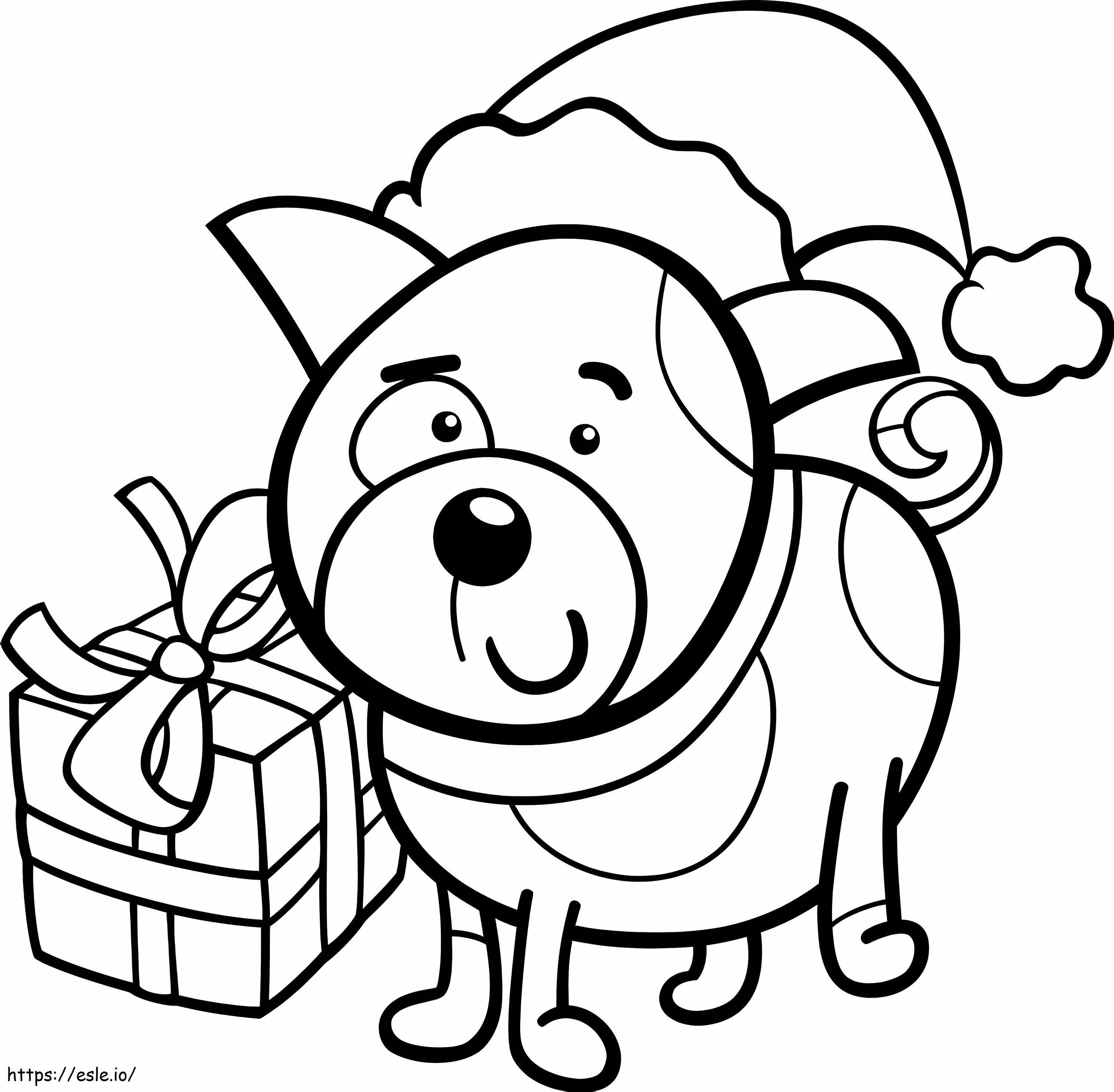かわいいクリスマスの子犬 ぬりえ - 塗り絵