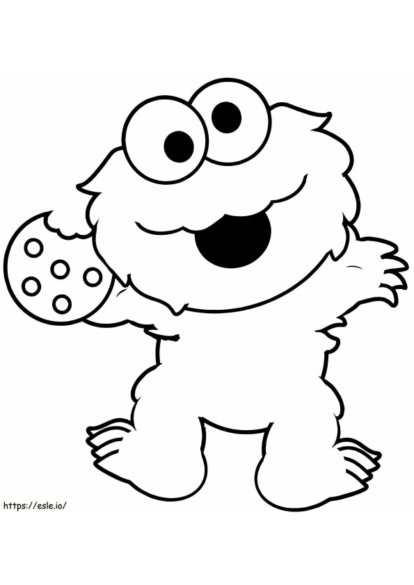 Coloriage Bébé Elmo tenant un cookie à imprimer dessin