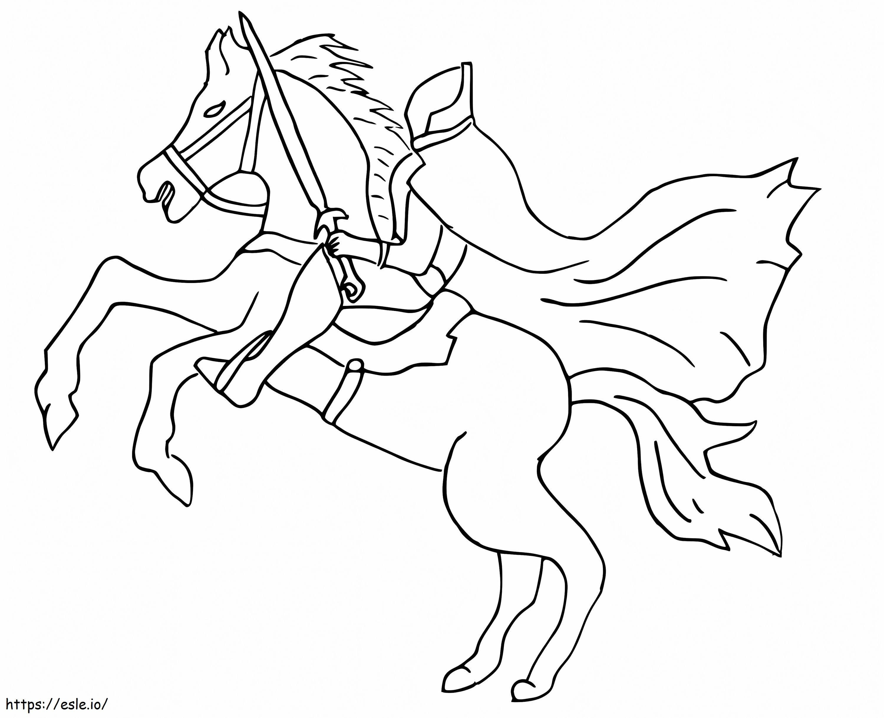 Penunggang Kuda Tanpa Kepala Dengan Pedang Gambar Mewarnai