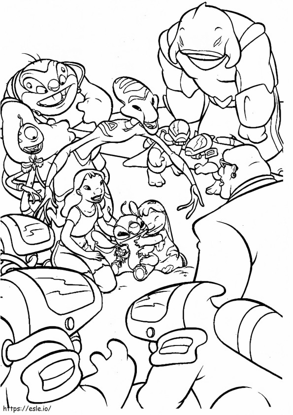 Stitch And Friends coloring page