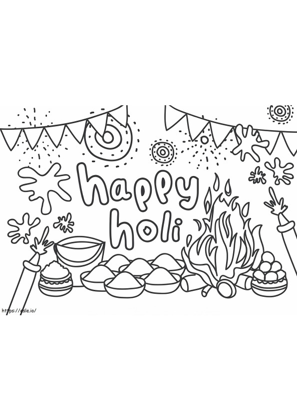 Happy Holi 3 coloring page